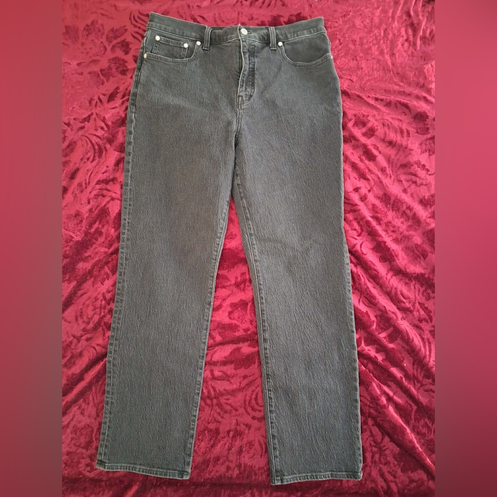 Madewell Jeans Womens 32 Black Curvy 90s Straight Leg Dark Wash Stretch Denim